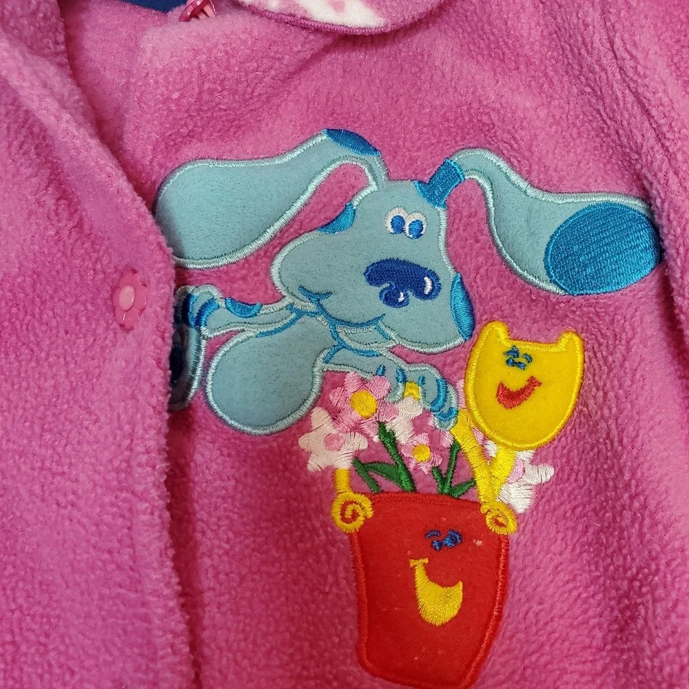 Vintage 90s Blues Clues Embroidered Fleece Jacket Kids 2t Purple‎ Pink Girls